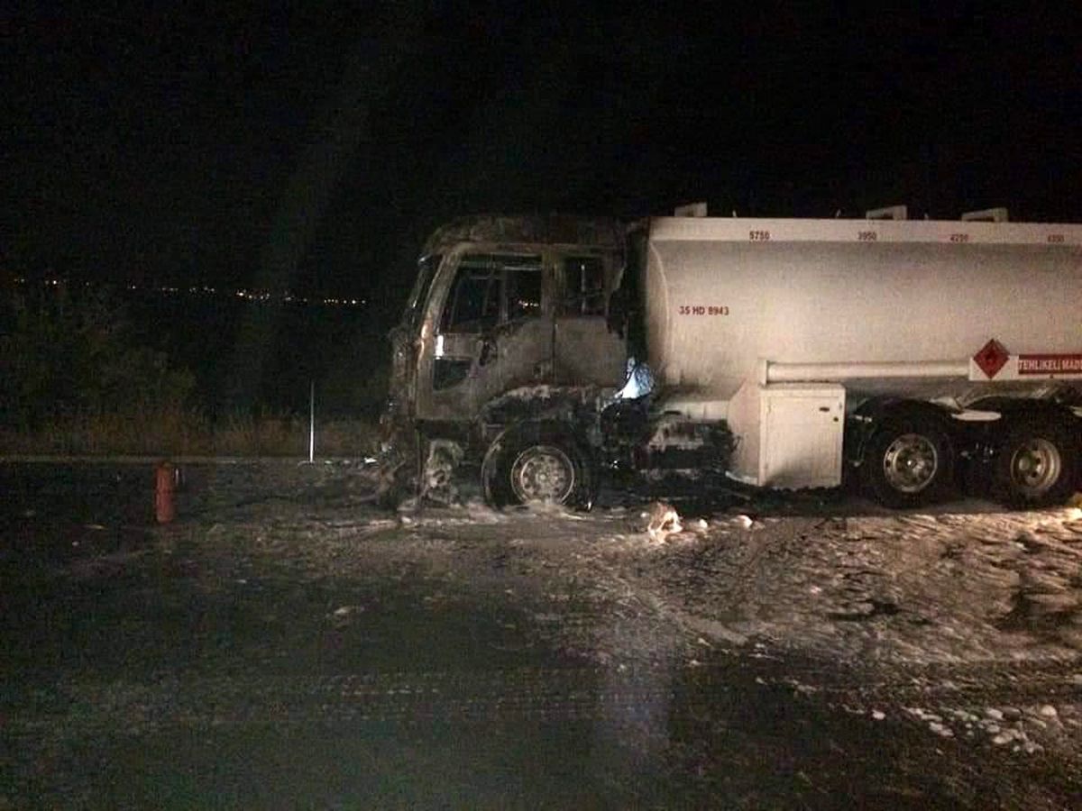 Akaryakıt yüklü tankerde yangın
