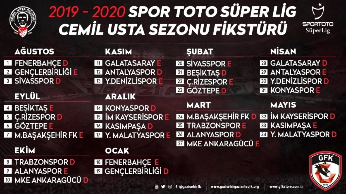 İşte Gazişehir Gaziantep\'in 2019-2020 sezonu fikstürü