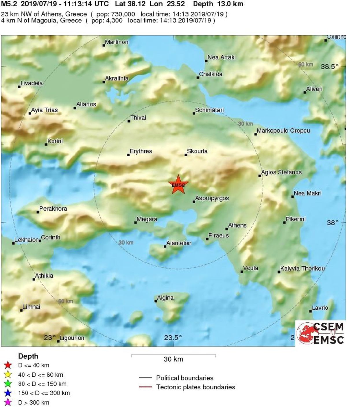 Yunanistan\'da 5.3 büyüklüğünde deprem