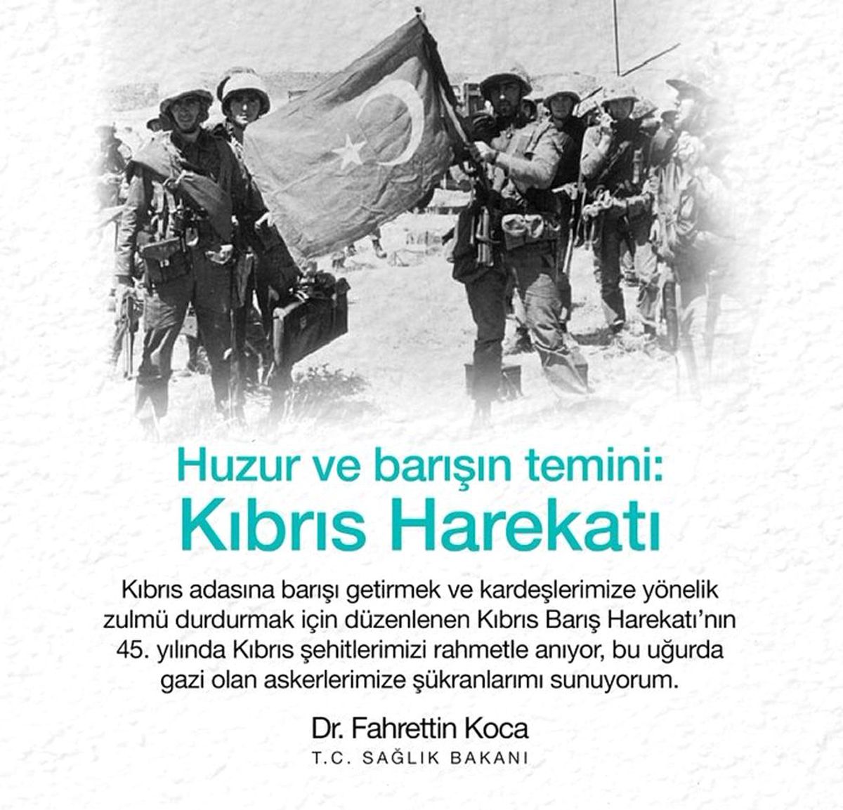 Bakan Koca\'dan Kıbrıs Barış Harekatı paylaşımı