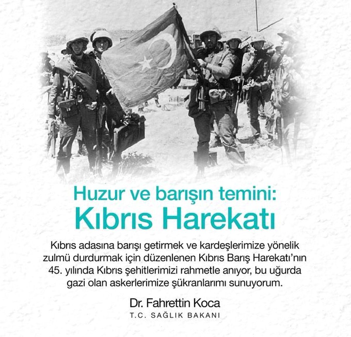 Bakan Koca\'dan Kıbrıs Barış Harekatı paylaşımı