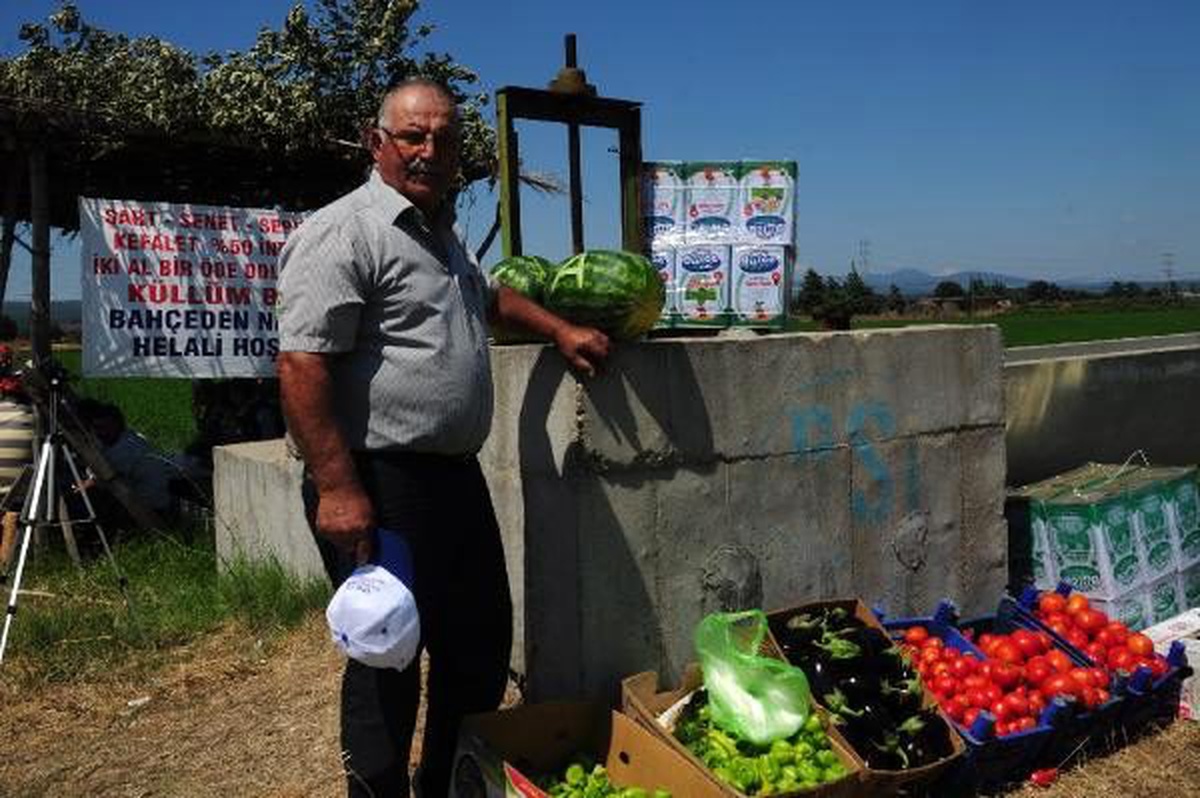 Yol kenarındaki tarlasında yetişen ürünleri ücretsiz veriyor