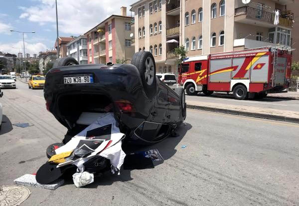 Ankara\'da takla atan otomobilin sürücüsü yaralandı