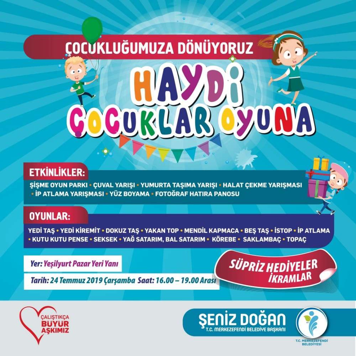 Merkezefendi\'de \'Haydi Çocuklar Oyuna\' etkinliği başlıyor