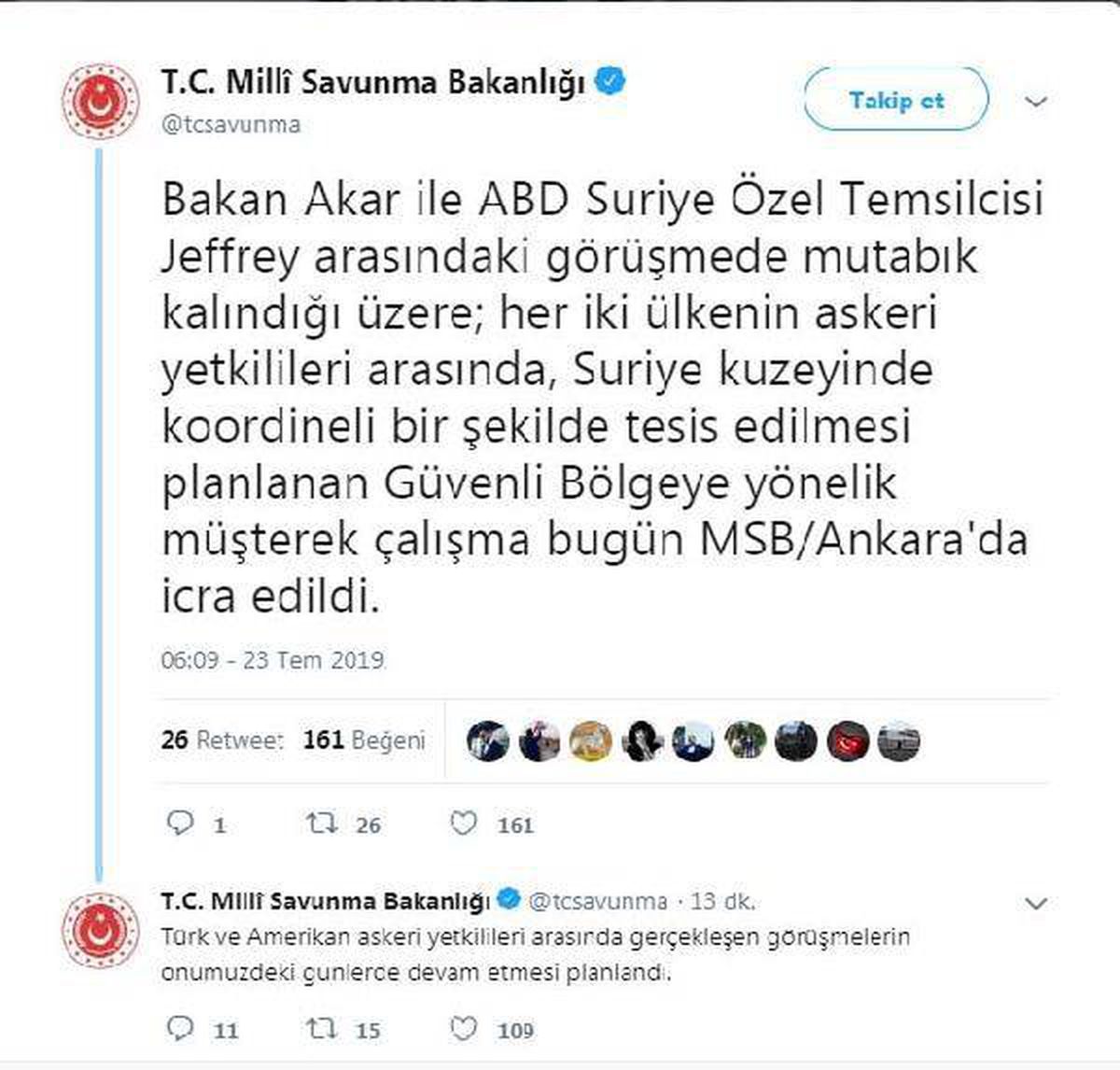 MSB: Güvenli Bölge çalışması gerçekleşti
