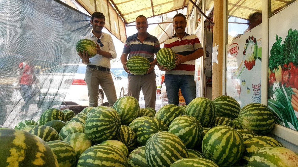 Köylerde üretilen karpuz tezgahlarda yerini aldı