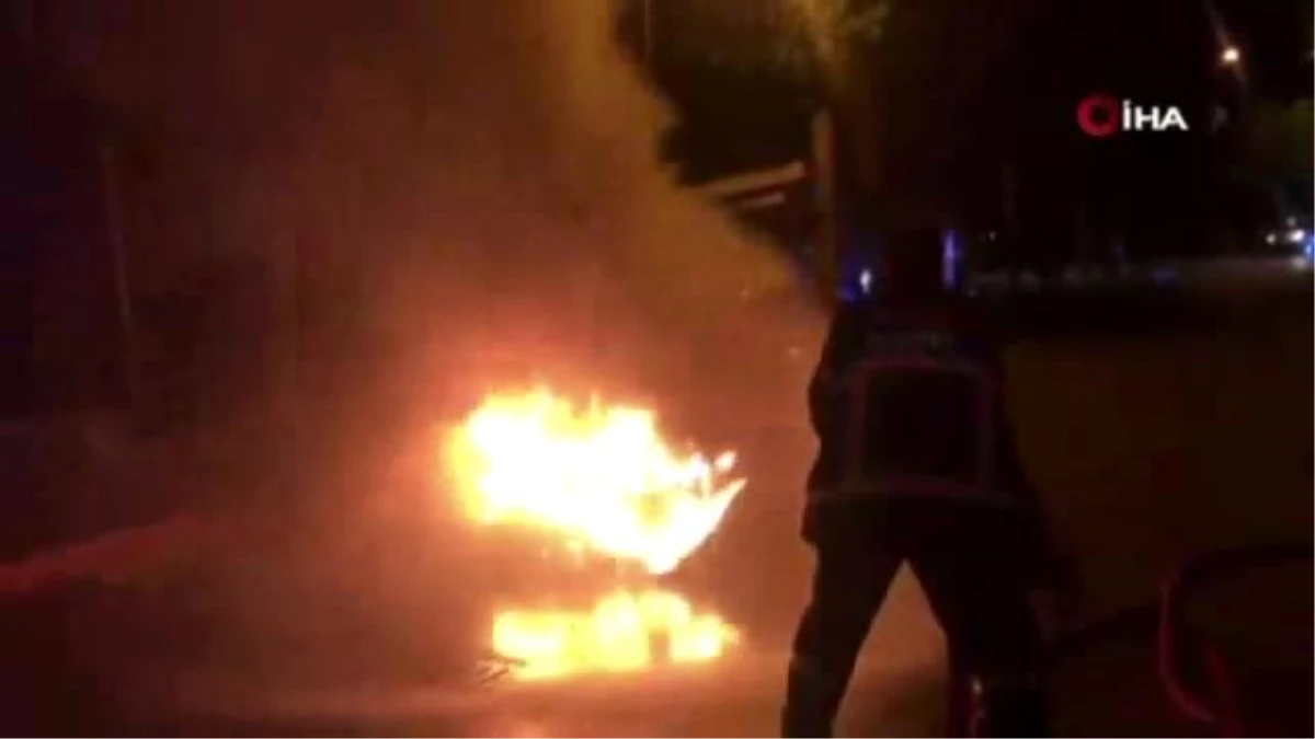 Aksaray\'da otomobil alev alev yandı