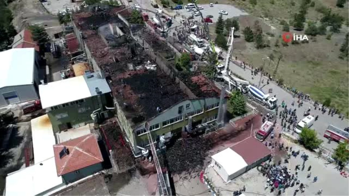 Silah fabrikasındaki yangın söndürüldü...Çalışmalar havadan görüntülendi