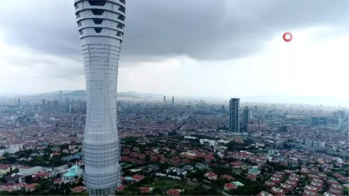 Çamlıca Kulesi\'nde gelinen son durum havadan görüntülendi