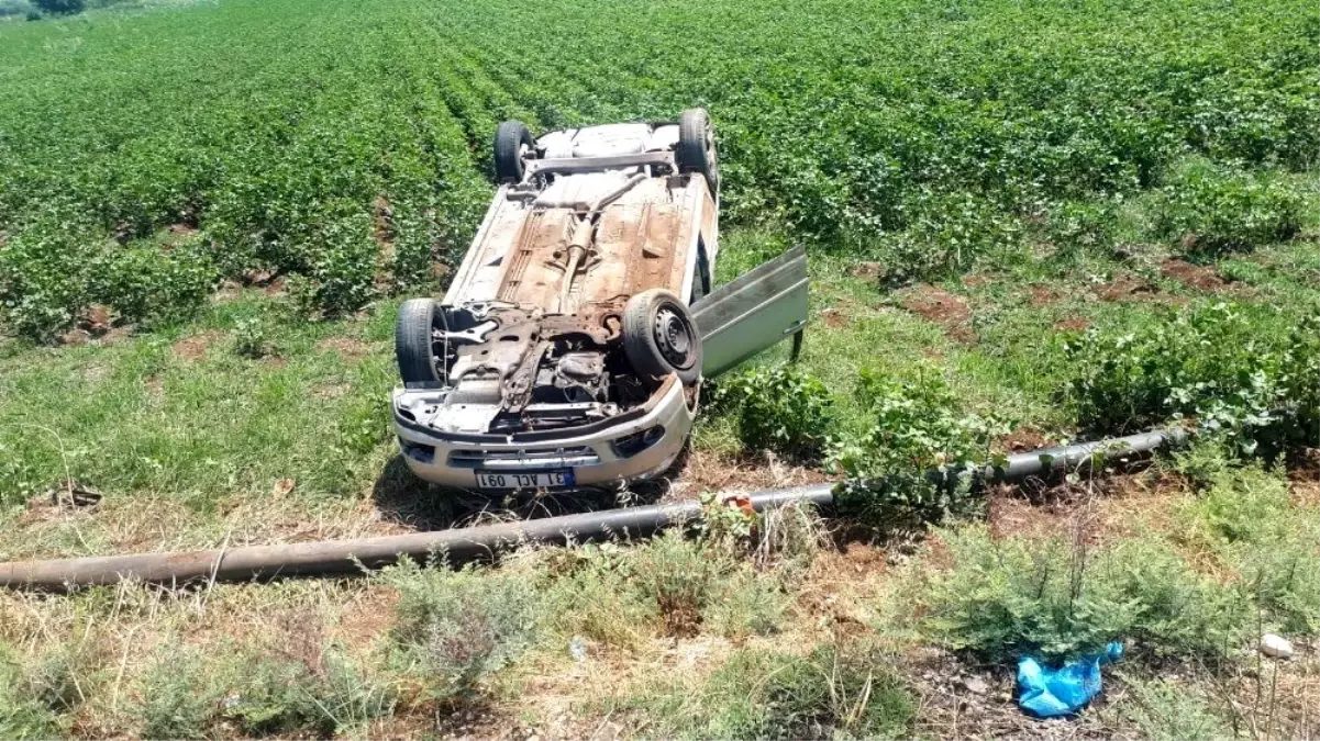 Tarlaya uçan otomobilin sürücüsü yaralandı