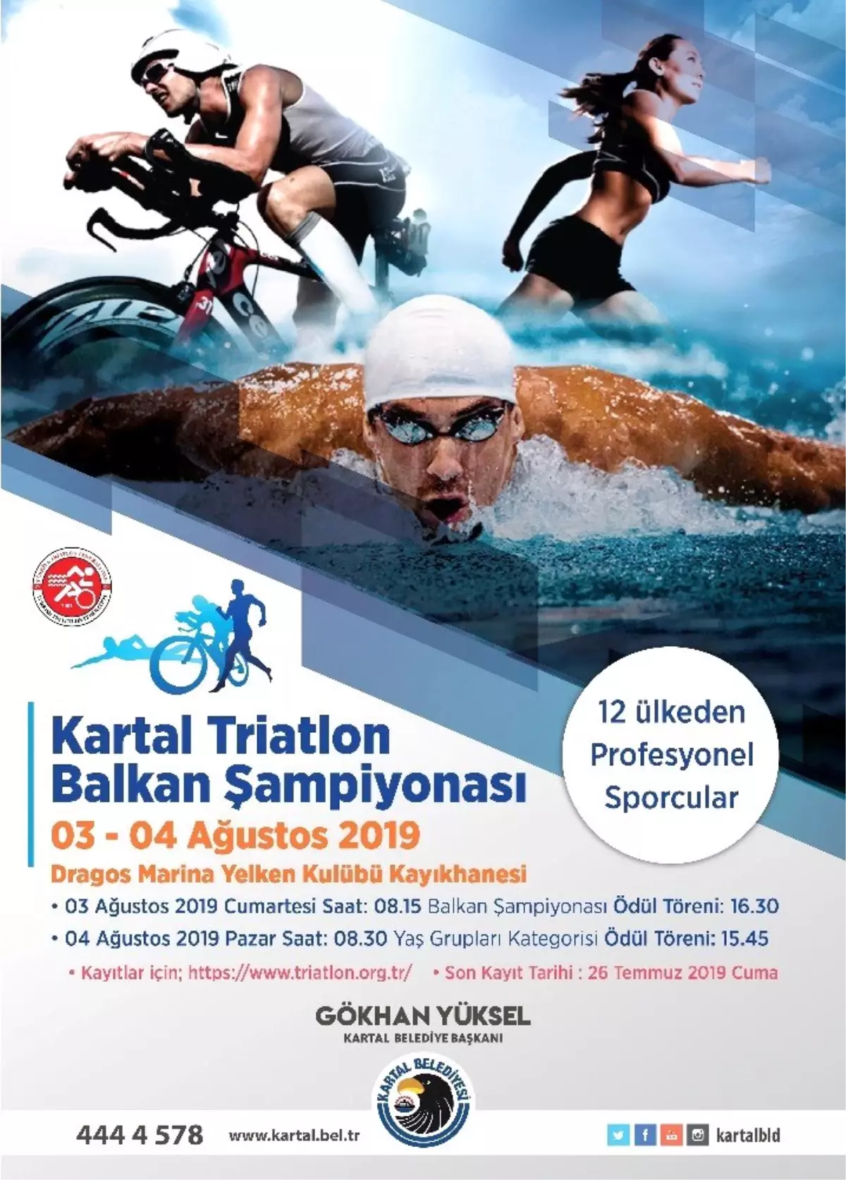 Triatlon Balkan Şampiyonası heyecanı Kartal\'da yaşanacak