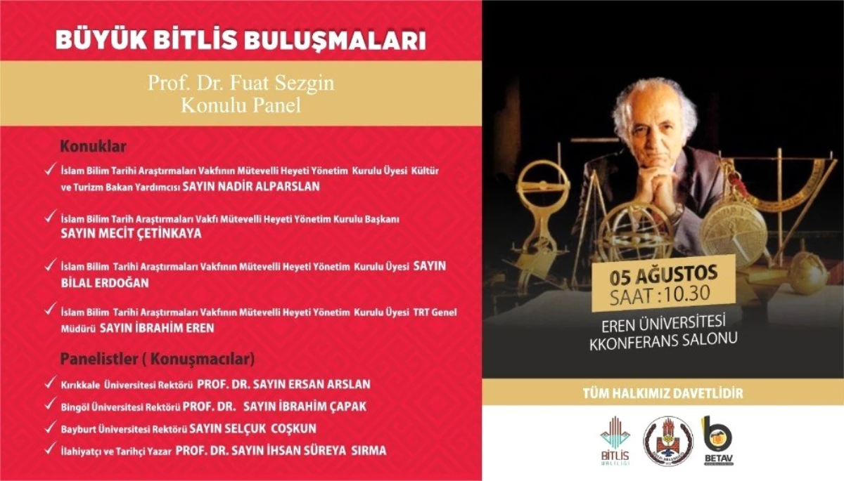 Bitlis\'te Prof. Dr. Fuat Sezgin konulu panel düzenlenecek