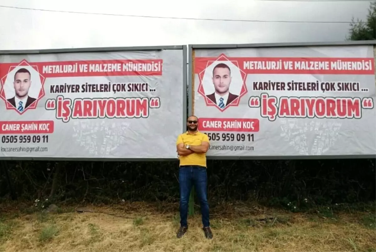 Genç mühendis billboard ilanıyla iş arıyor