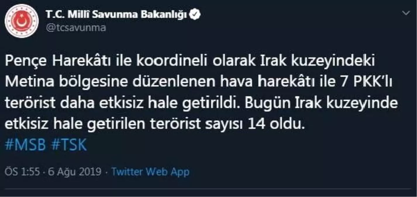 Irak\'ın kuzeyinde 14 terörist etkisiz hale getirildi (2)