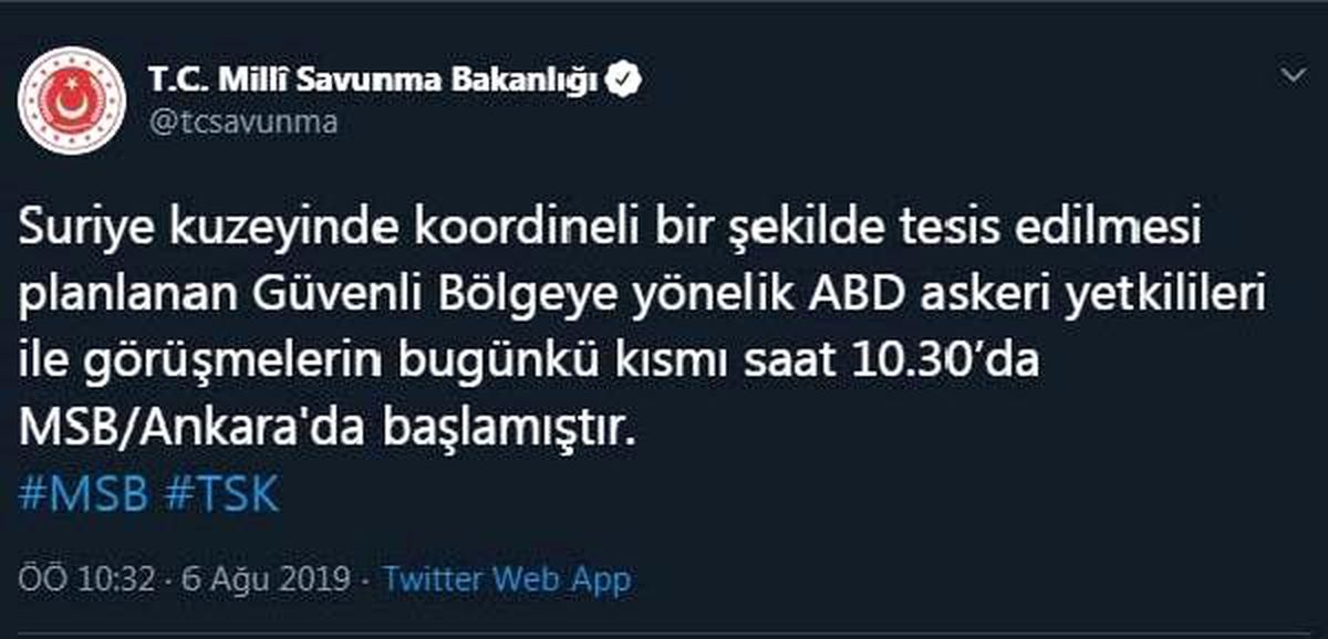 MSB: ABD\'li askeri yetkililer ile görüşmeler başladı
