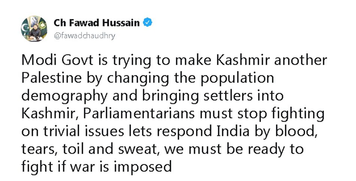 Pakistanlı Bakan Çaudri: "Hindistan, Keşmir\'i Filistin\'e dönüştürmeye çalışıyor"