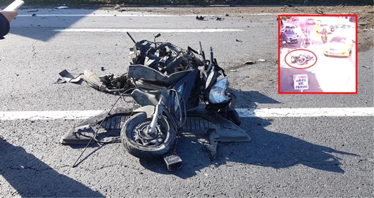 Taksinin çarptığı motosikletlinin ölümden döndüğü anlar kamerada!