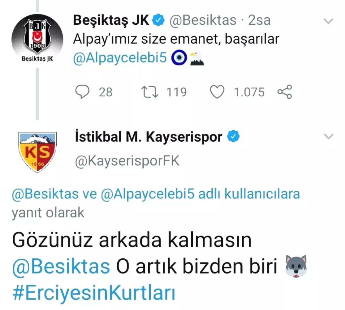 Kayserispor\'dan Beşiktaş\'a Açıklaması