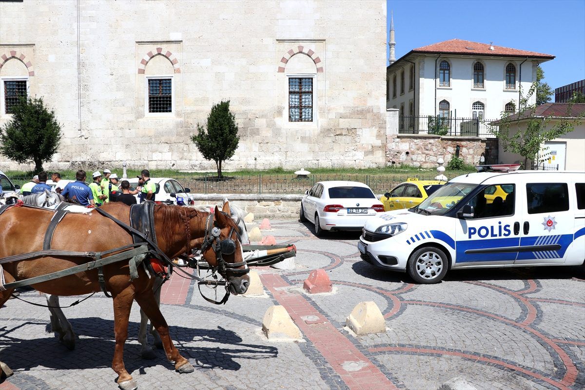 Edirne\'de izinsiz alanda bekleme yapan faytonculara ceza