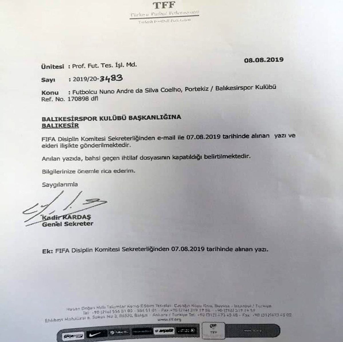 FIFA Balıkesirspor\'un transfer yasağını kaldırdı