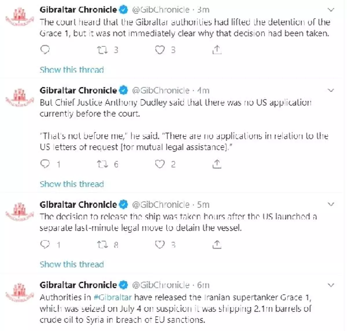 Cebelitarık basını: İran gemisi Grace 1 serbest bırakıldı