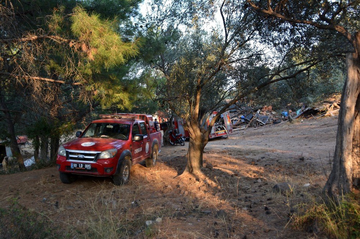 Ayvalık Tabiat Parkı\'nda çıkan samanlık yangını ilçeyi alarma geçirdi