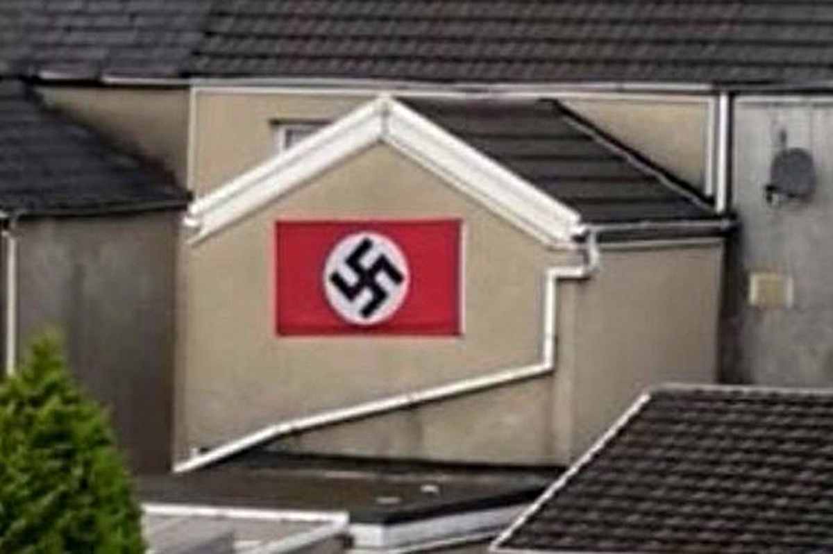 Nazi bayrağı asan şahıs gözaltına alındı