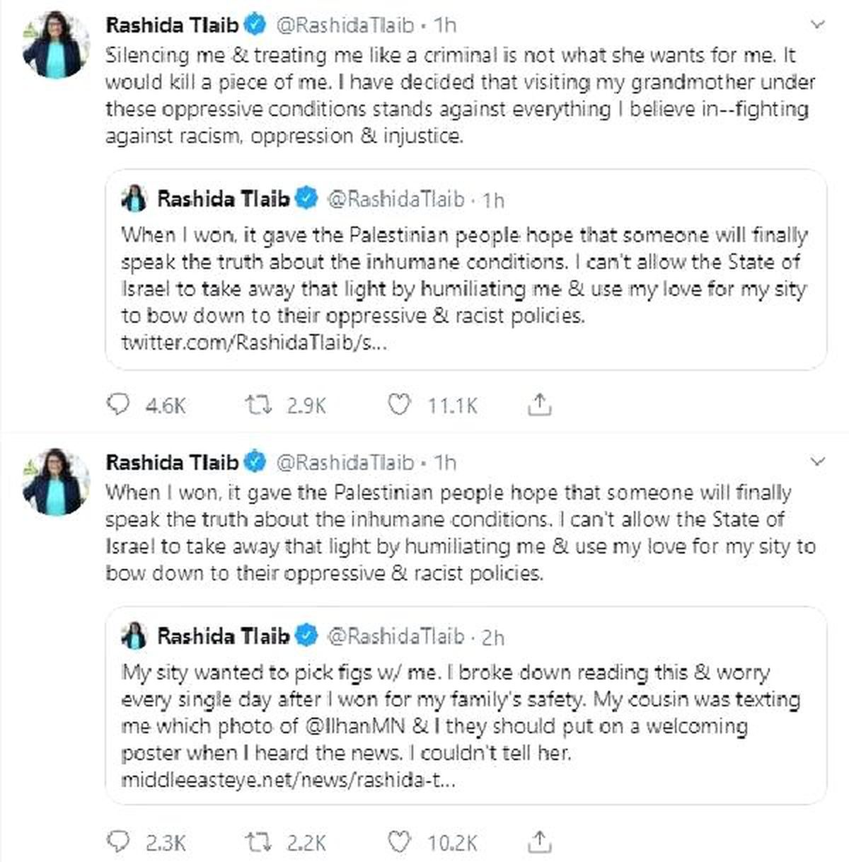 Rashida Tlaib, İsrail ziyareti konusunda karar değiştirdi