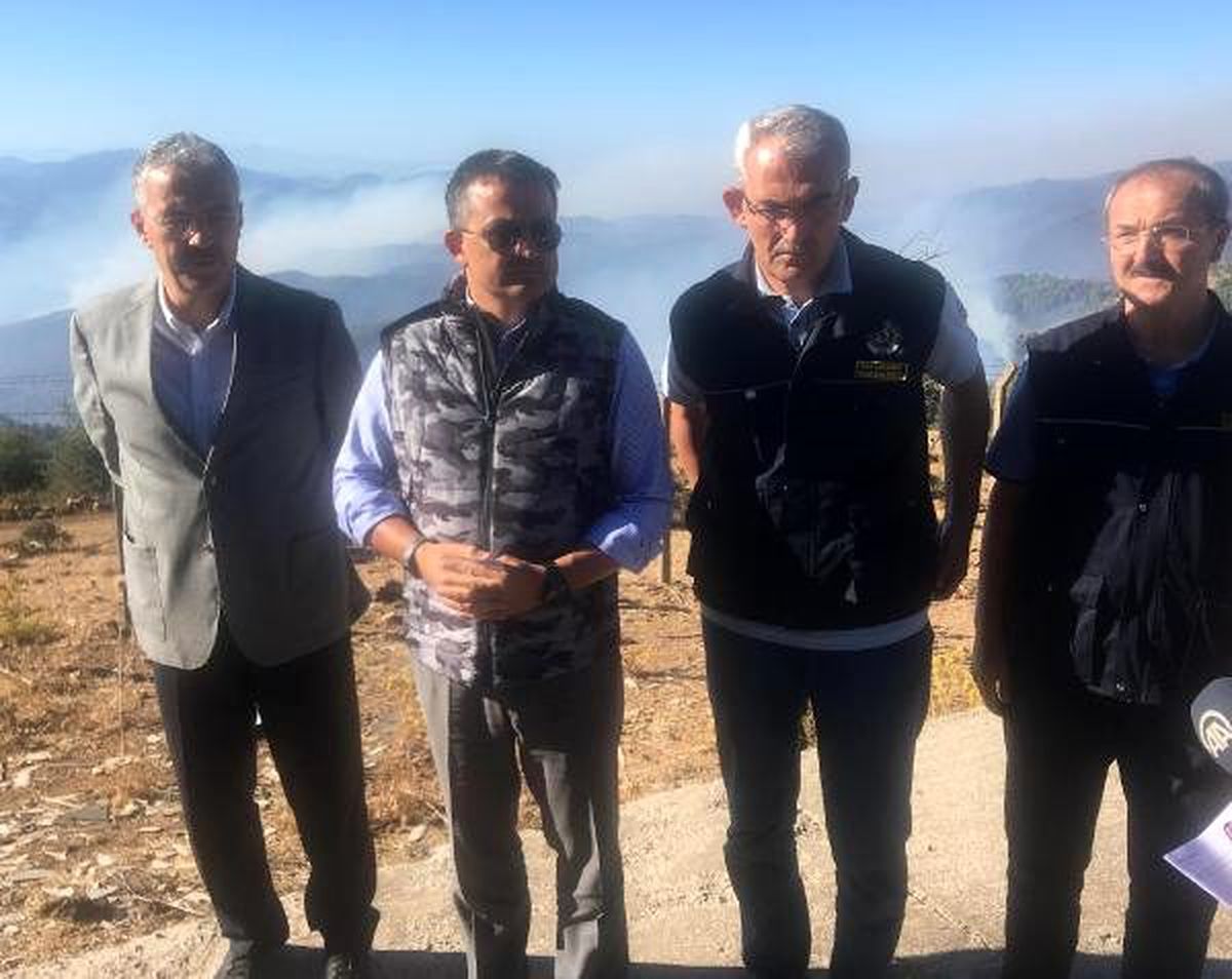 Bakan Pakdemirli, İzmir\'deki orman yangını bölgesini havadan inceledi (2) - Yeniden
