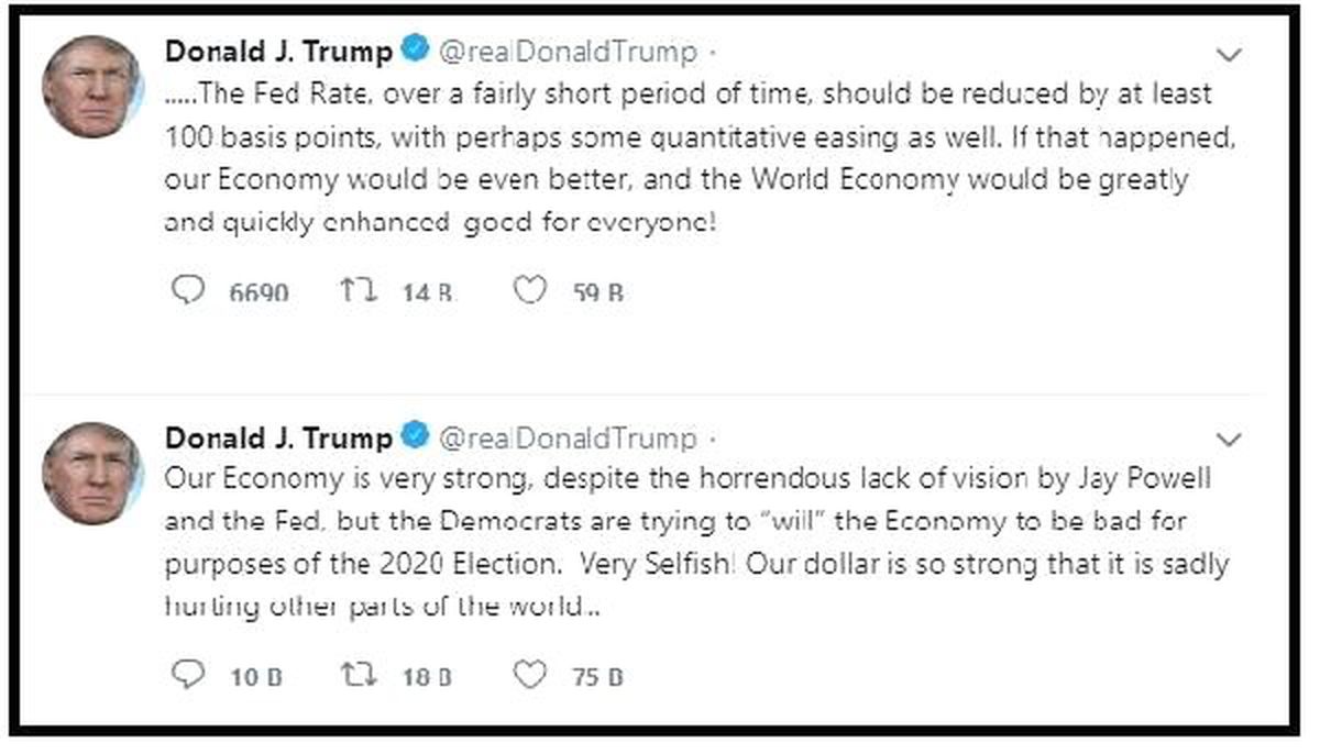 Trump: Fed faizleri 100 baz puan düşürmeli