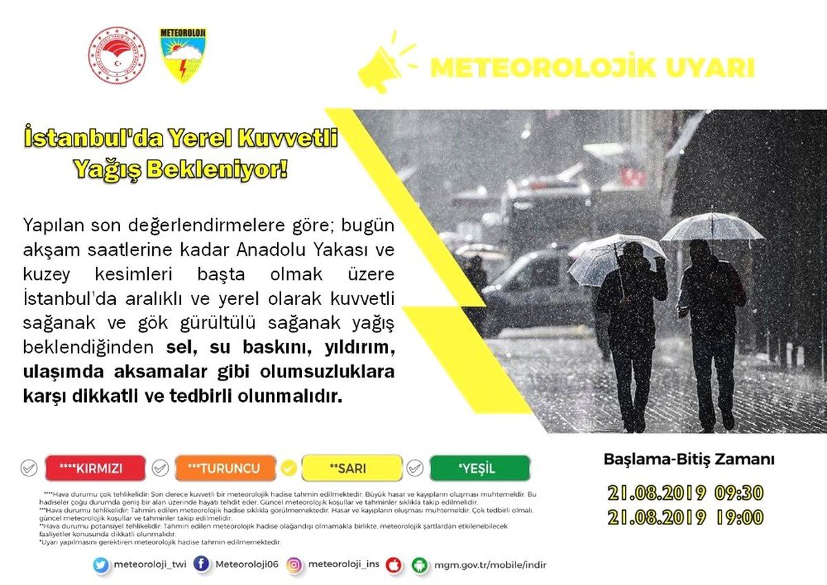 Meteorolojiden İstanbul için şiddetli yağış uyarısı