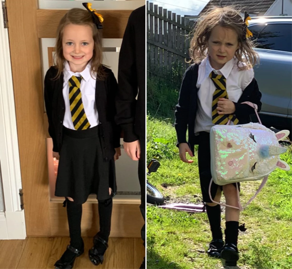 Öncesi ve sonrası: 5 yaşındaki Lucie\'nin okuldaki ilk günü