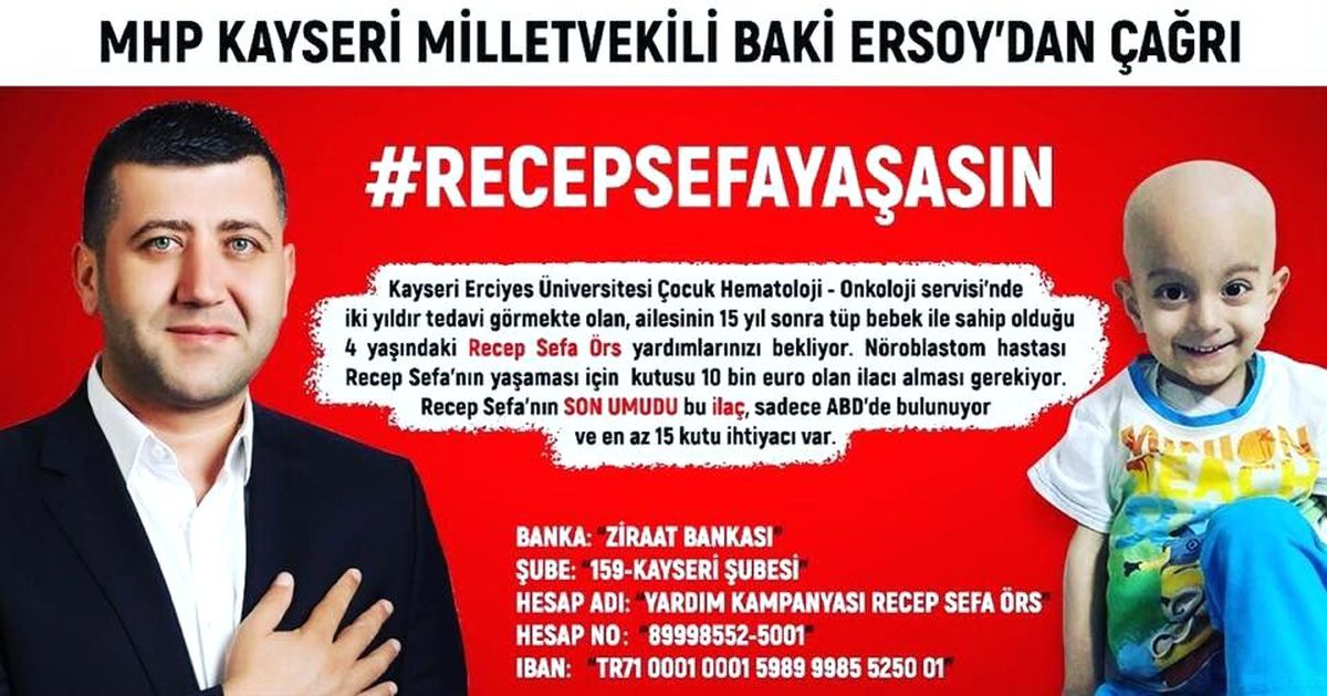 Milletvekili Ersoy, bir maaşını Minik Recep\'e bağışladı