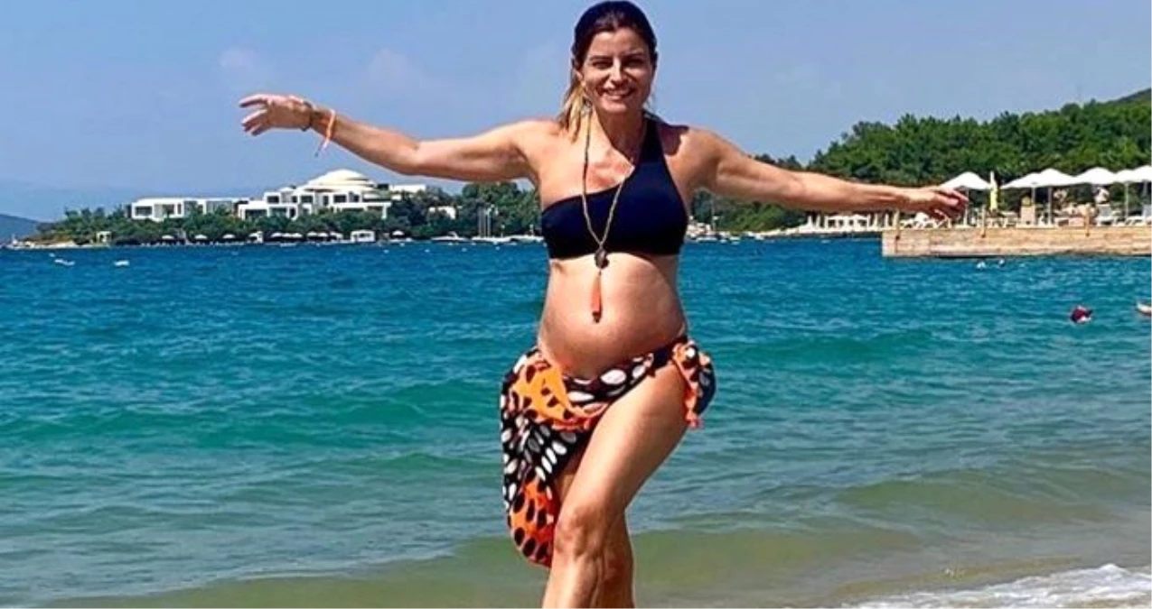 6 aylık hamile olan sunucu Ece Vahapoğlu plajda fenalaştı