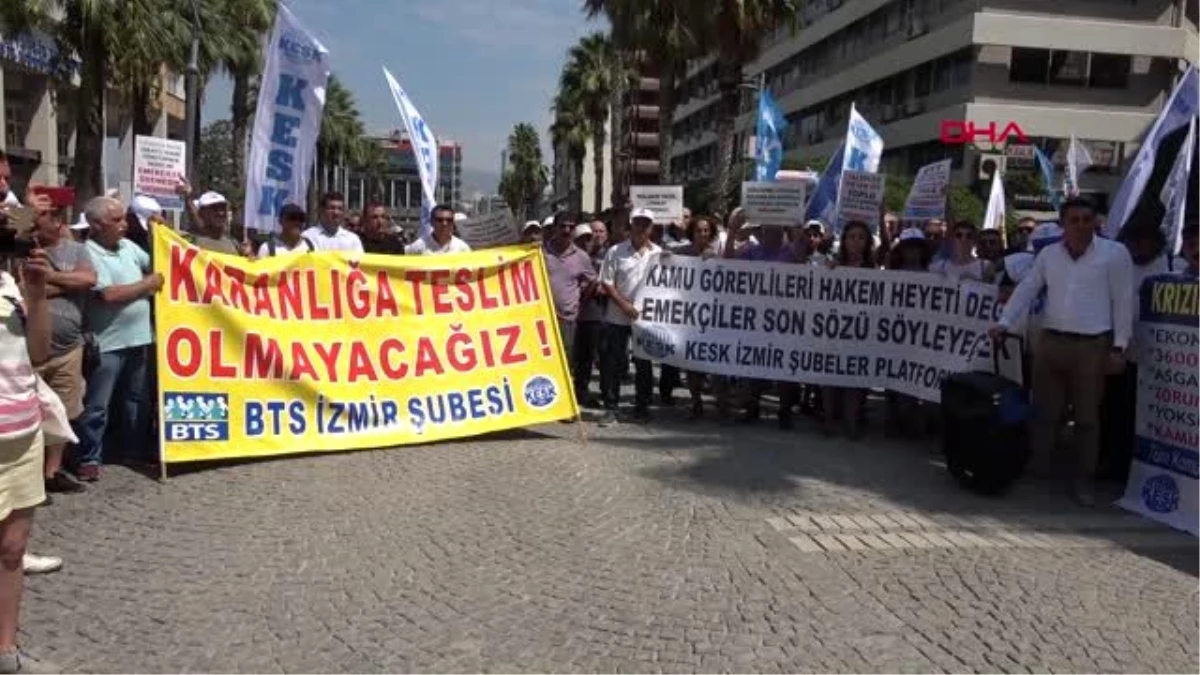 İzmir kesk\'e bağlı sendikalardan memur zamları için iş bırakma eylemi