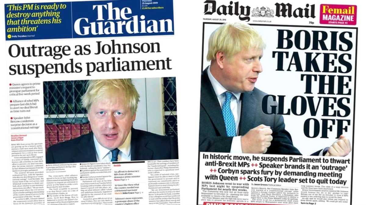 Brexit - Boris Johnson\'ın parlamentoyu askıya alması İngiltere\'de gazete manşetlerinde:...
