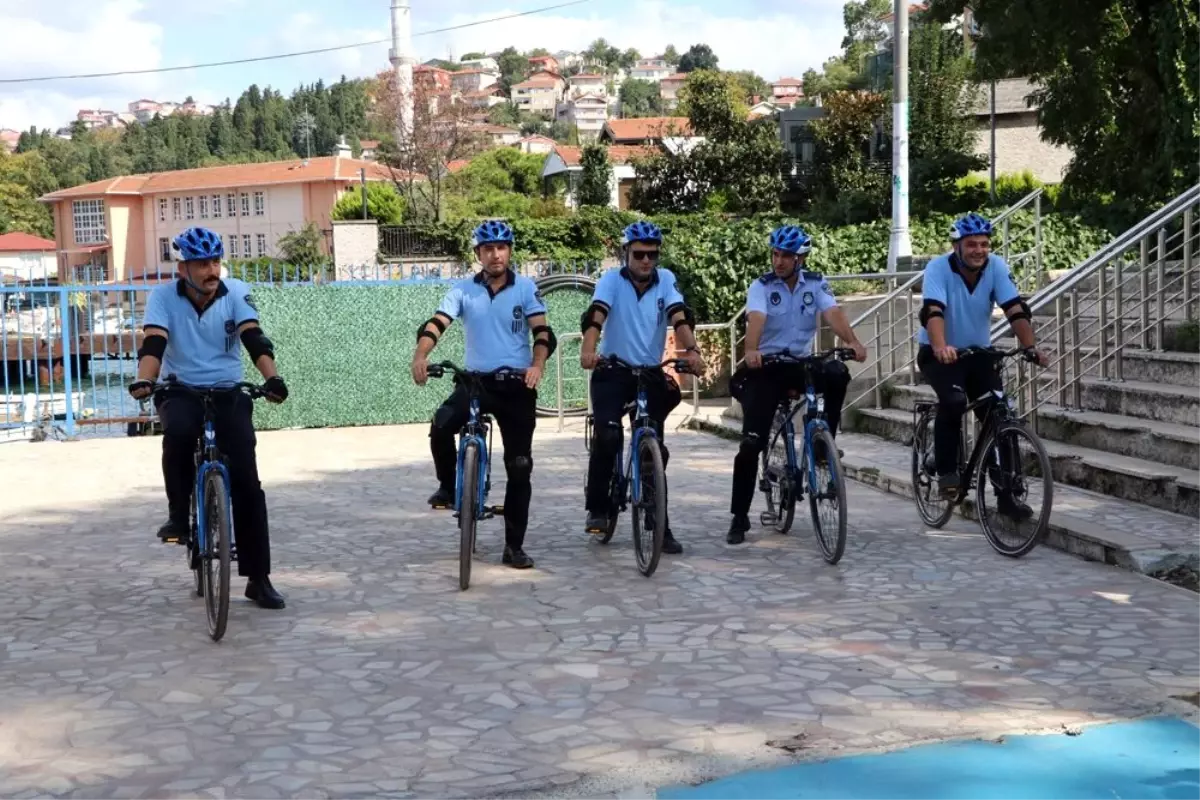 Beykoz sahillerinde bisikletli zabıtalar iş başında