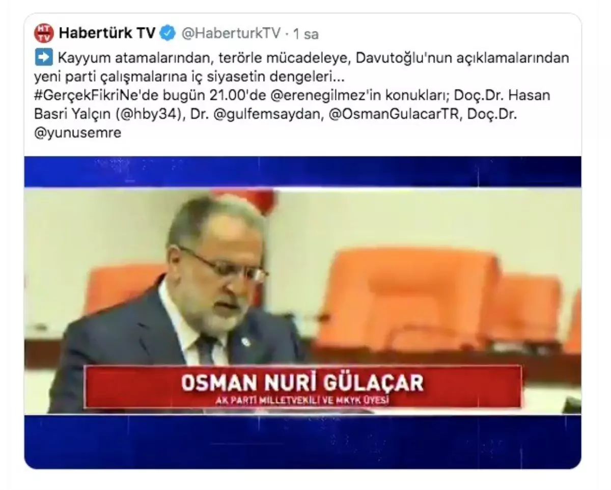 AK Partili Gülaçar, Habertürk TV Konuğu