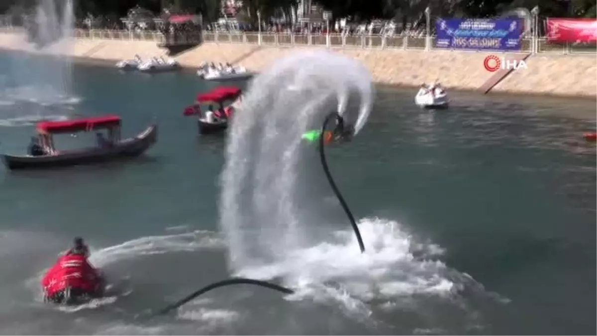 Yeşilırmak\'ta flyboard gösterisi yoğun ilgi gördü