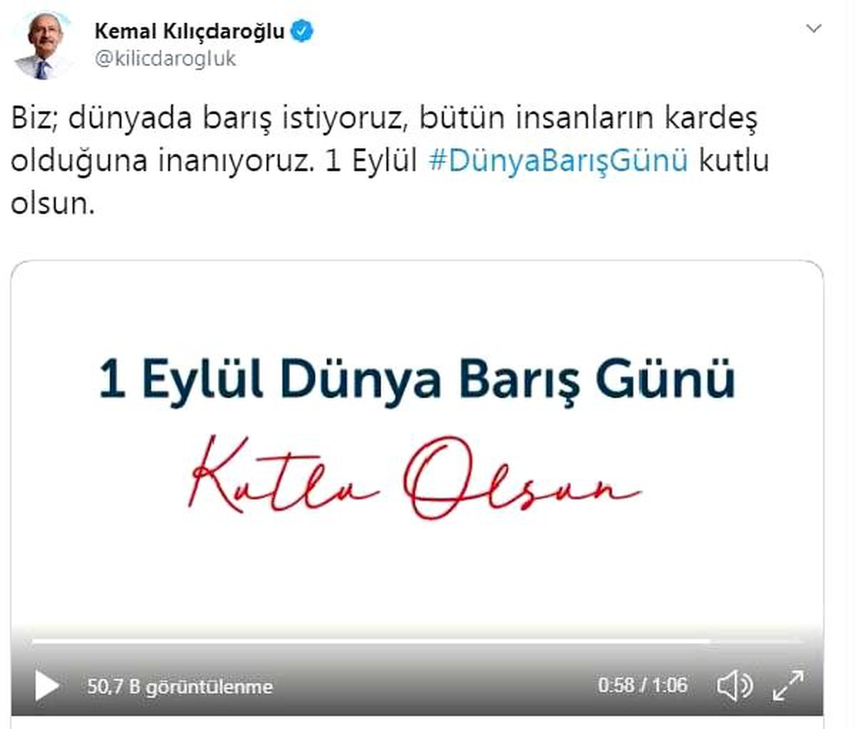 Kılıçdaroğlu: biz dünyada barış istiyoruz