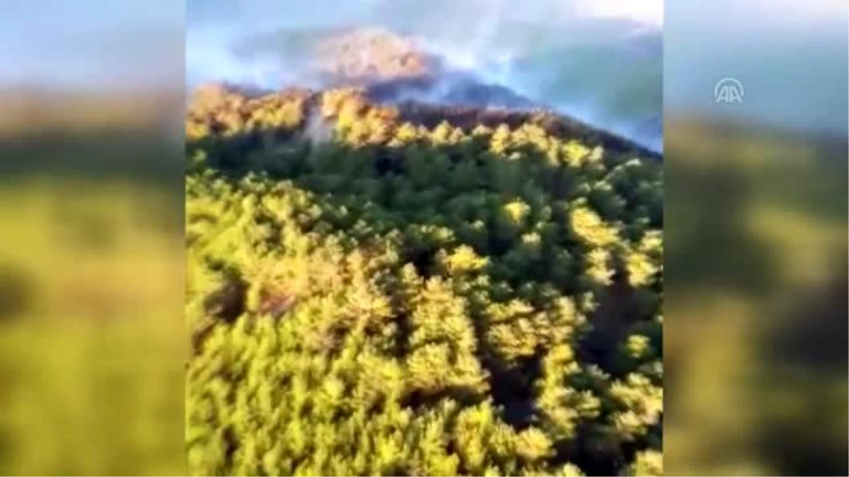 Antalya\'nın Kaş ilçesindeki orman yangınını soğutma çalışmaları - Helikopter görüntüsü