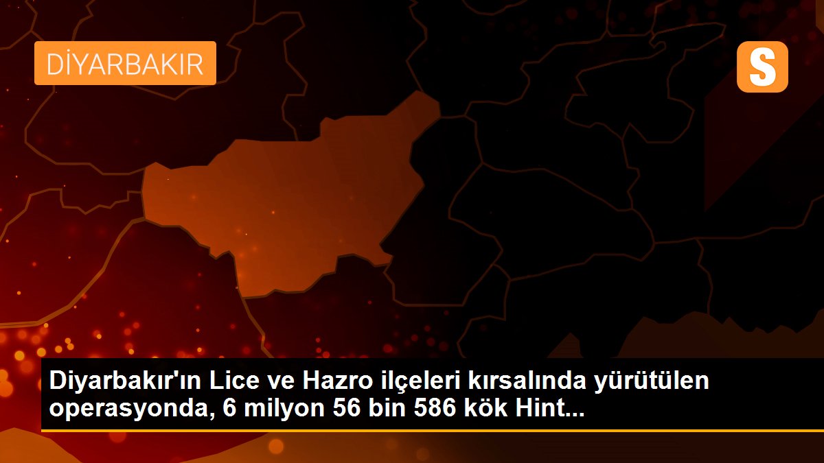 Diyarbakır\'ın Lice ve Hazro ilçeleri kırsalında yürütülen operasyonda, 6 milyon 56 bin 586 kök Hint...