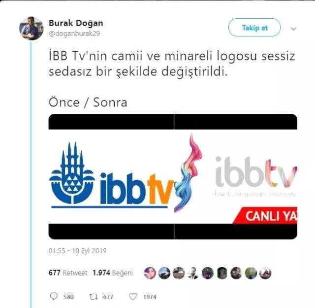 Cami logosunu kaldıran İBB TV'ye tepki yağdı