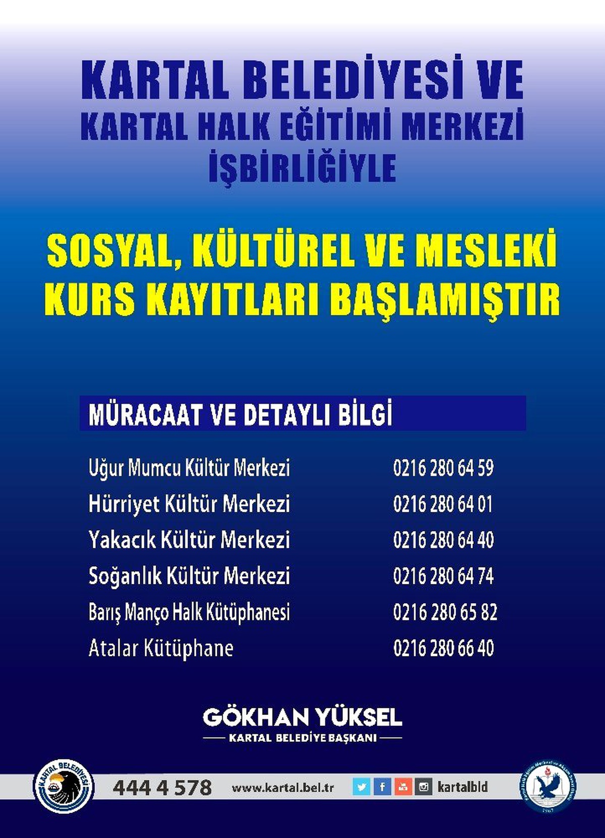 Kartal\'da sosyal, kültürel ve mesleki kurs kayıtları başladı
