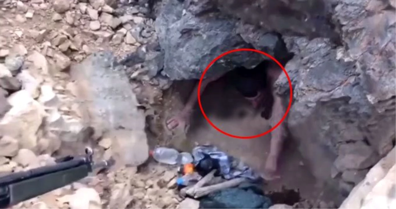 PKK\'lı teröristin saklandığı mağaradan çıkarılma görüntüsü yayınlandı
