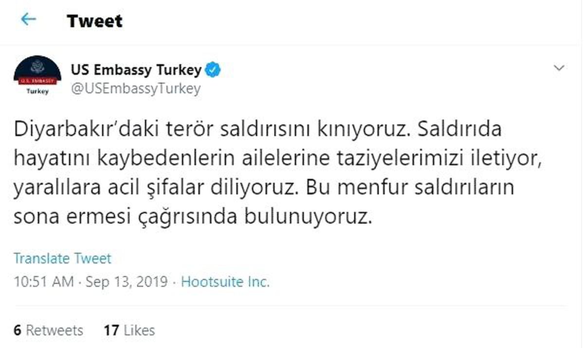 Abd, diyarbakır\'daki terör saldırını kınadı
