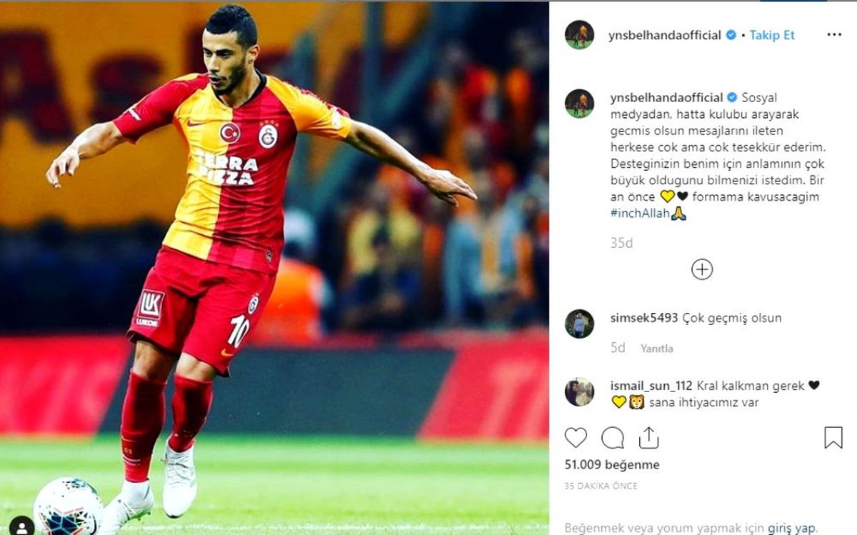Belhanda\'dan taraftarlara teşekkür