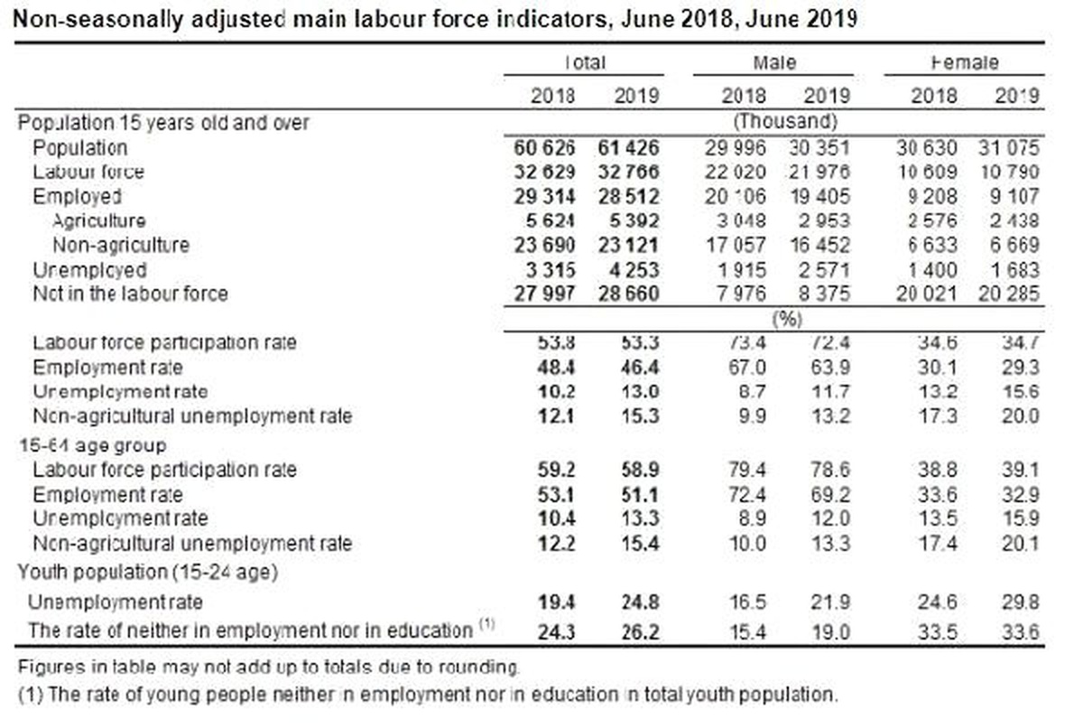 Turkstat-unemployment rose to 13 pct. in the period of june