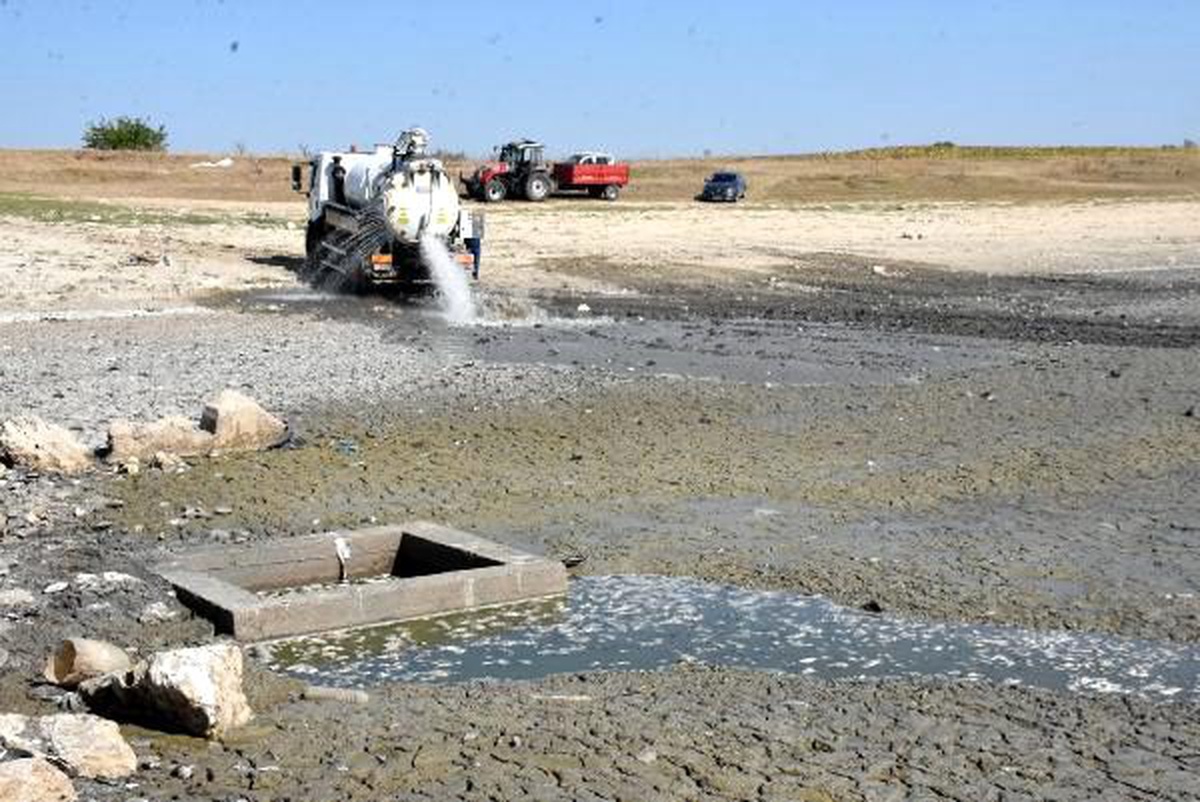 Balıkların öldüğü oruçlu göleti\'ne tankerle 170 ton su bırakıldı