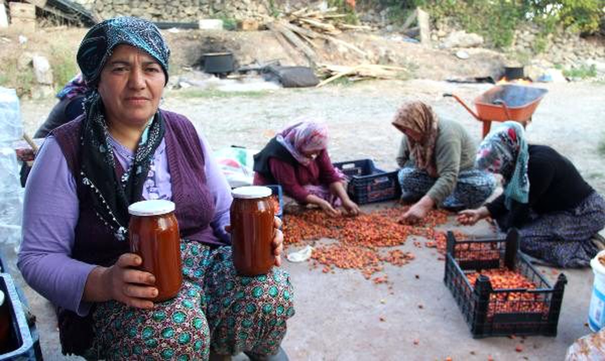 Kadınların topladığı kuşburnu, marmelat olarak sofraya geliyor